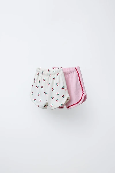 TWO-PACK OF CHERRY AND RUCHED SHORTS