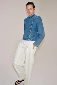 ZW COLLECTION SHOULDER PAD DENIM JACKET