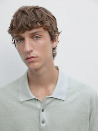 100% linen knit polo shirt