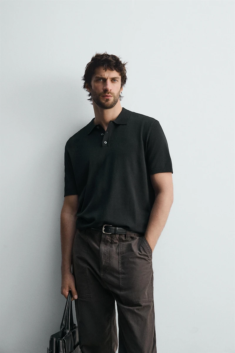 VISCOSE BLEND KNIT POLO SHIRT