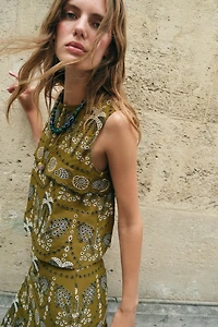 EYELET EMBROIDERED TOP