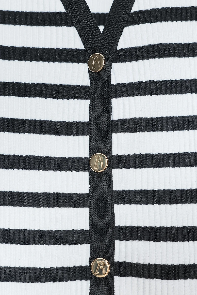 ZARA STRIPED BUTTON VEST