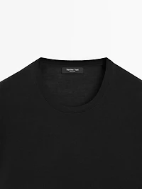 Short sleeve knit wool blend T-shirt