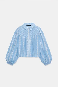 ROMANTIC EMBROIDERED EYELET BLOUSE