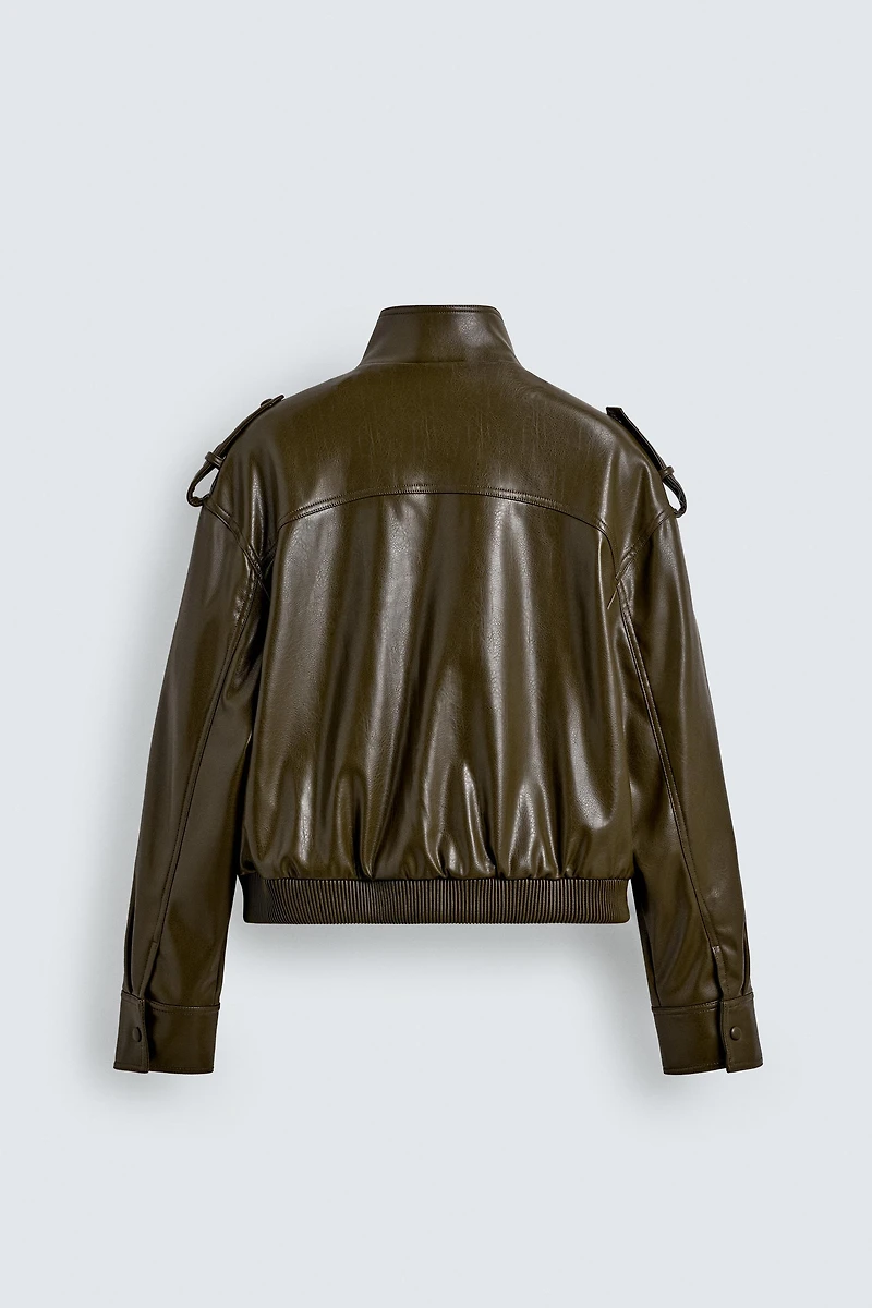 FAUX LEATHER CROPPED FIT JACKET