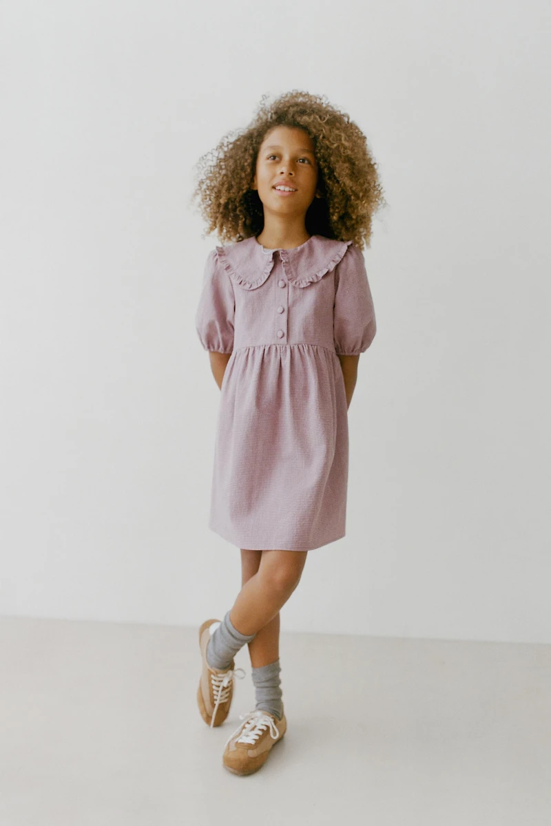 GINGHAM CHECK COLLAR DRESS