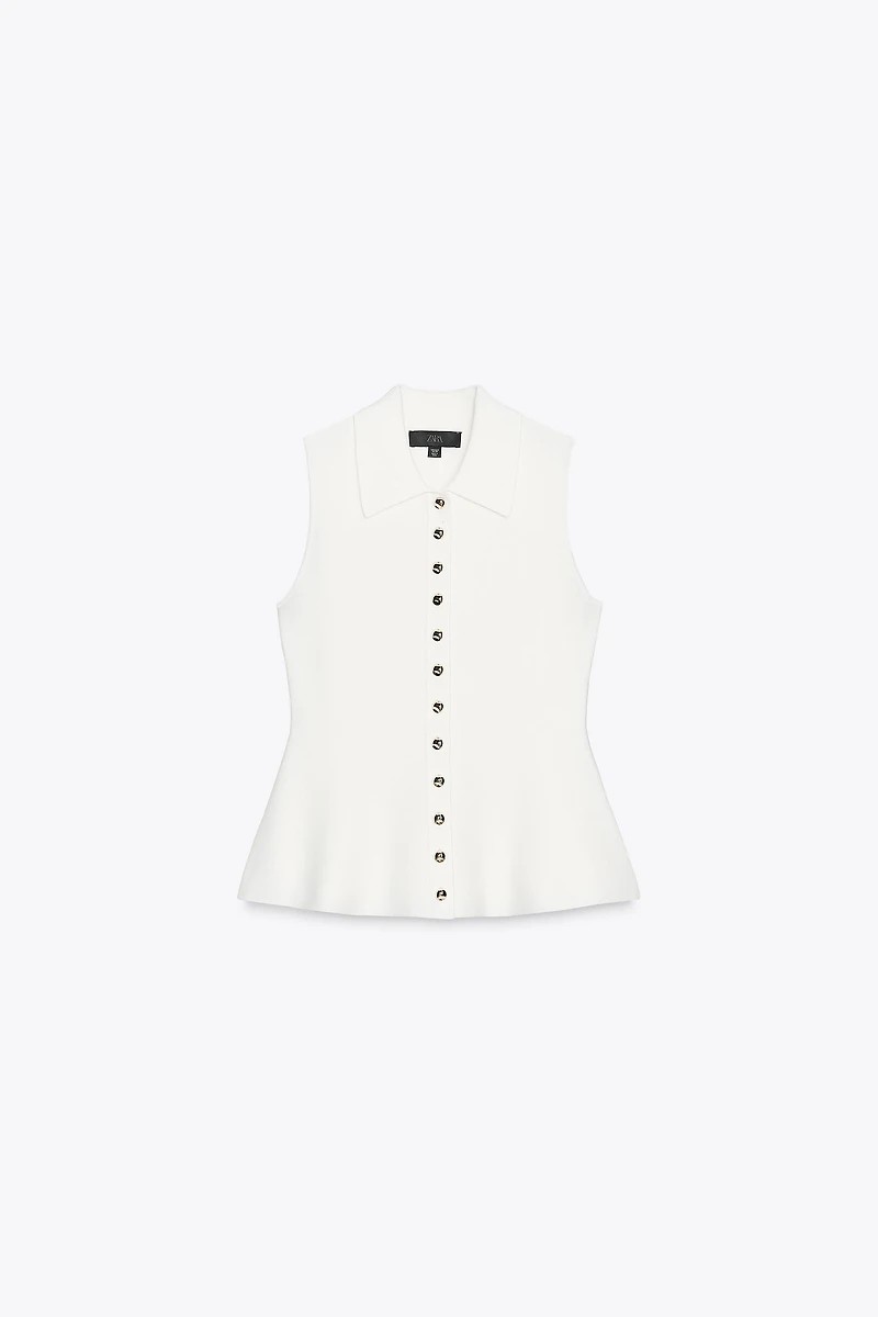 PEPLUM KNIT VEST TOP