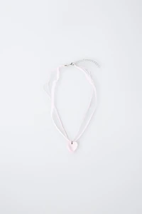 HEART ORGANZA CORD NECKLACE