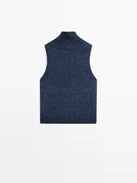 Turtleneck knit vest