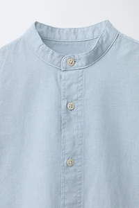 MANDARIN COLLAR SHIRT WITH COTTON AND LINEN