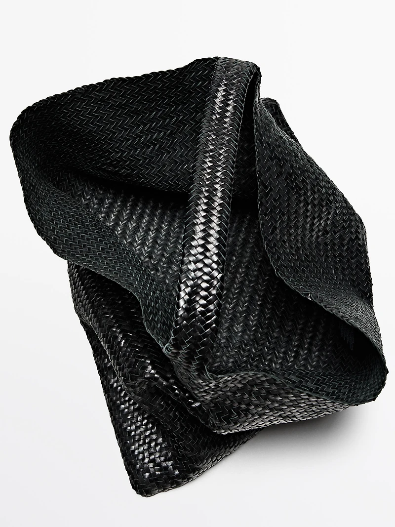 Nappa leather woven maxi tote bag