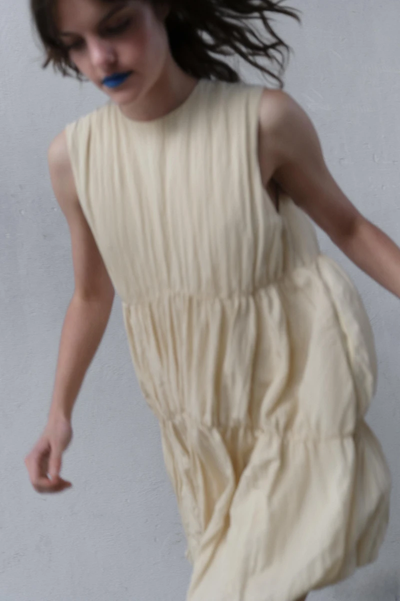 GATHERED BALLOON DRESS