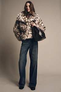 ANIMAL PRINT FAUX FUR JACKET ZW COLLECTION