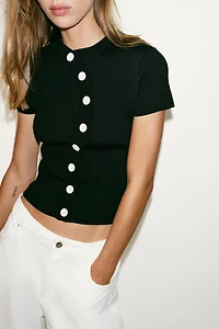 ASYMMETRIC CLOSURE KNIT TOP