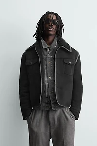 DOUBLE FACED FAUX SUEDE JACKET