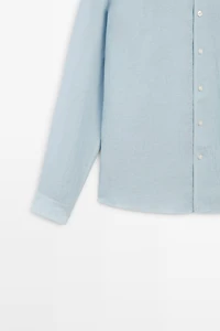 Textured 100% linen regular fit shirt
