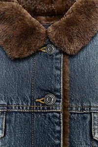 FAUX FUR DENIM JACKET ZW COLLECTION