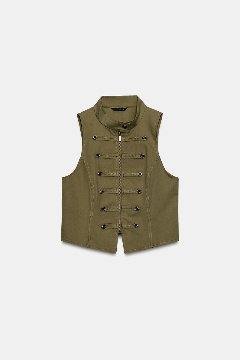 GILET ZIPPÉ À BOUTONS