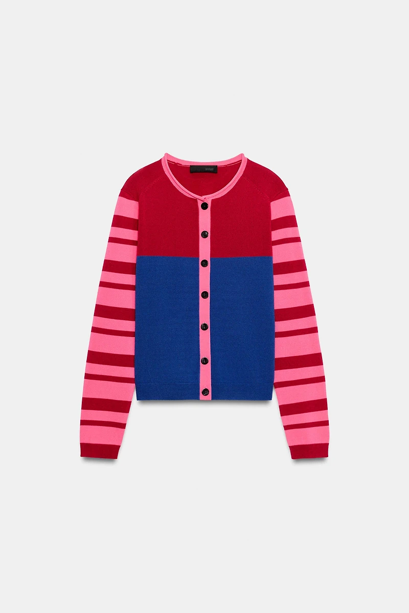 COLOR BLOCK CARDIGAN