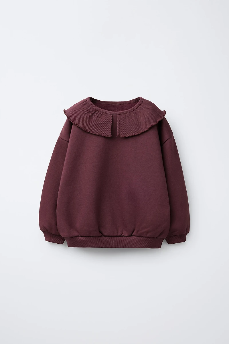 RIB PETER PAN COLLAR SWEATSHIRT
