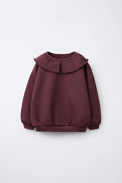 RIB PETER PAN COLLAR SWEATSHIRT