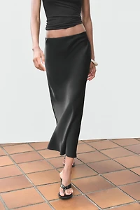 POLKA DOT SATIN EFFECT MIDI SKIRT