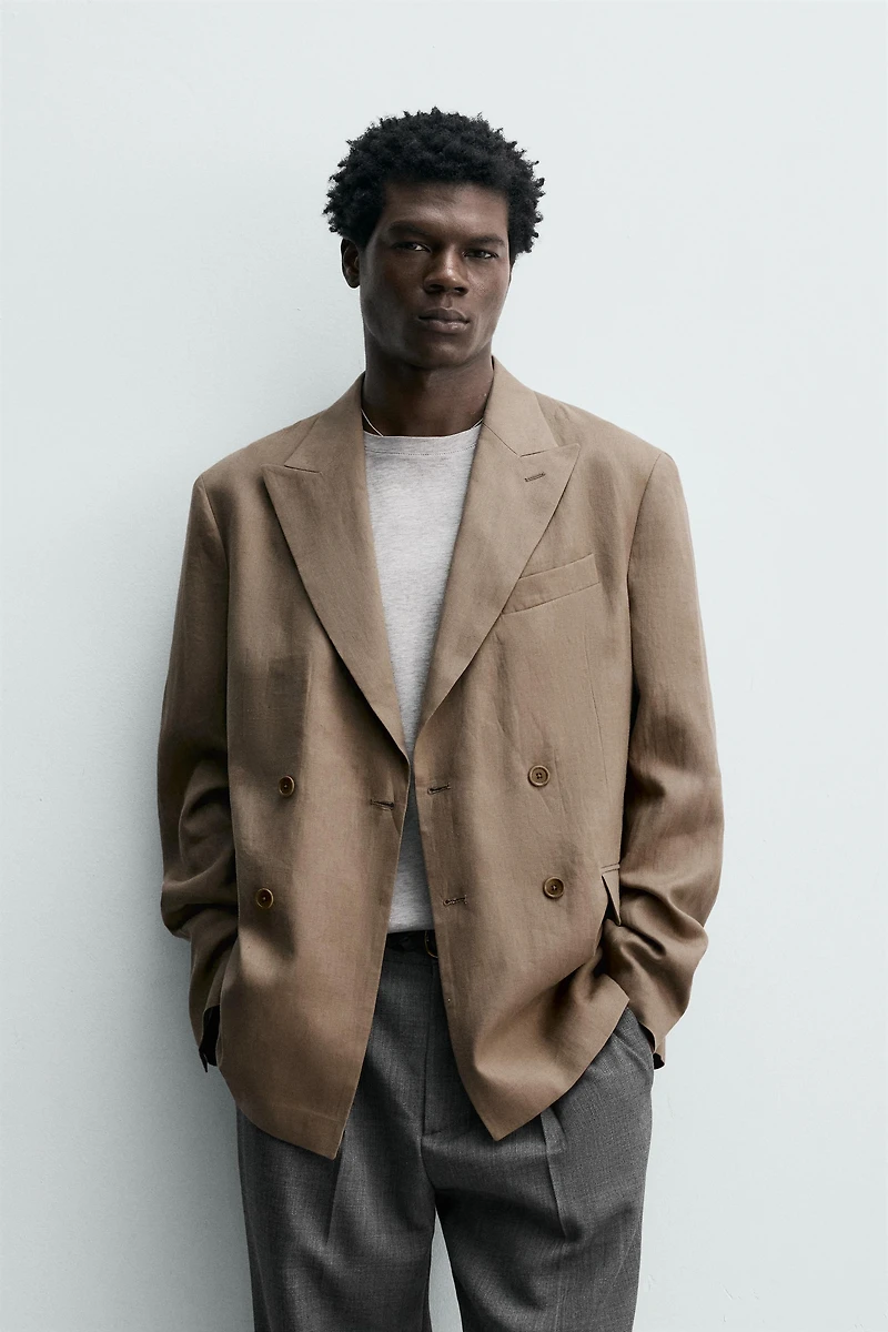 VESTE DE COSTUME CROISÉE 100% LIN