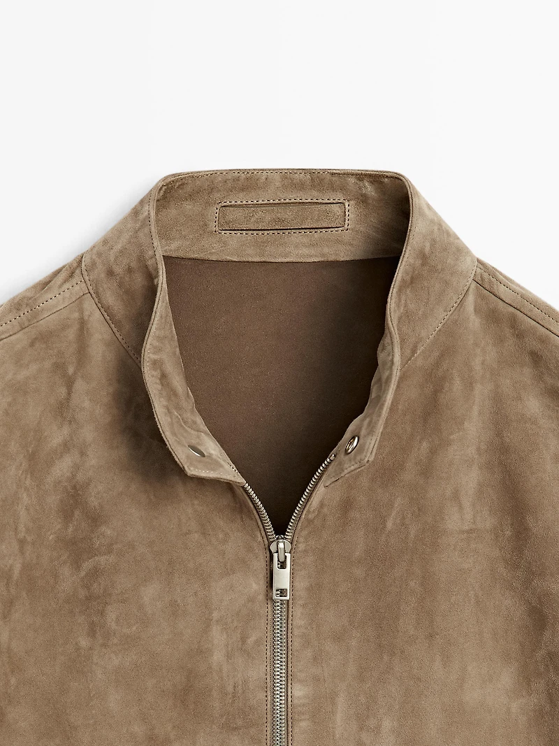 Veste courte en cuir caprin finition daim
