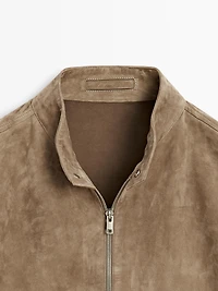Veste courte en cuir caprin finition daim