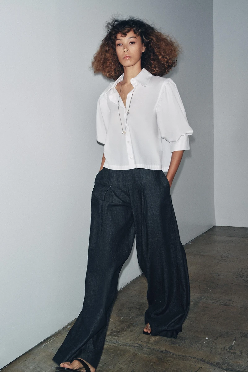 CHEMISE POPELINE MANCHES BOUFFANTES ZW COLLECTION