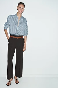 BELTED CUFFED HEM PANTS