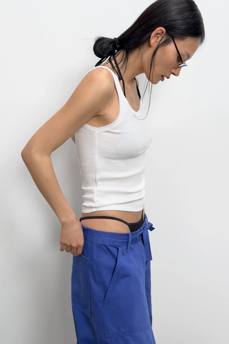 COTTON RIBBED STRAP TOP