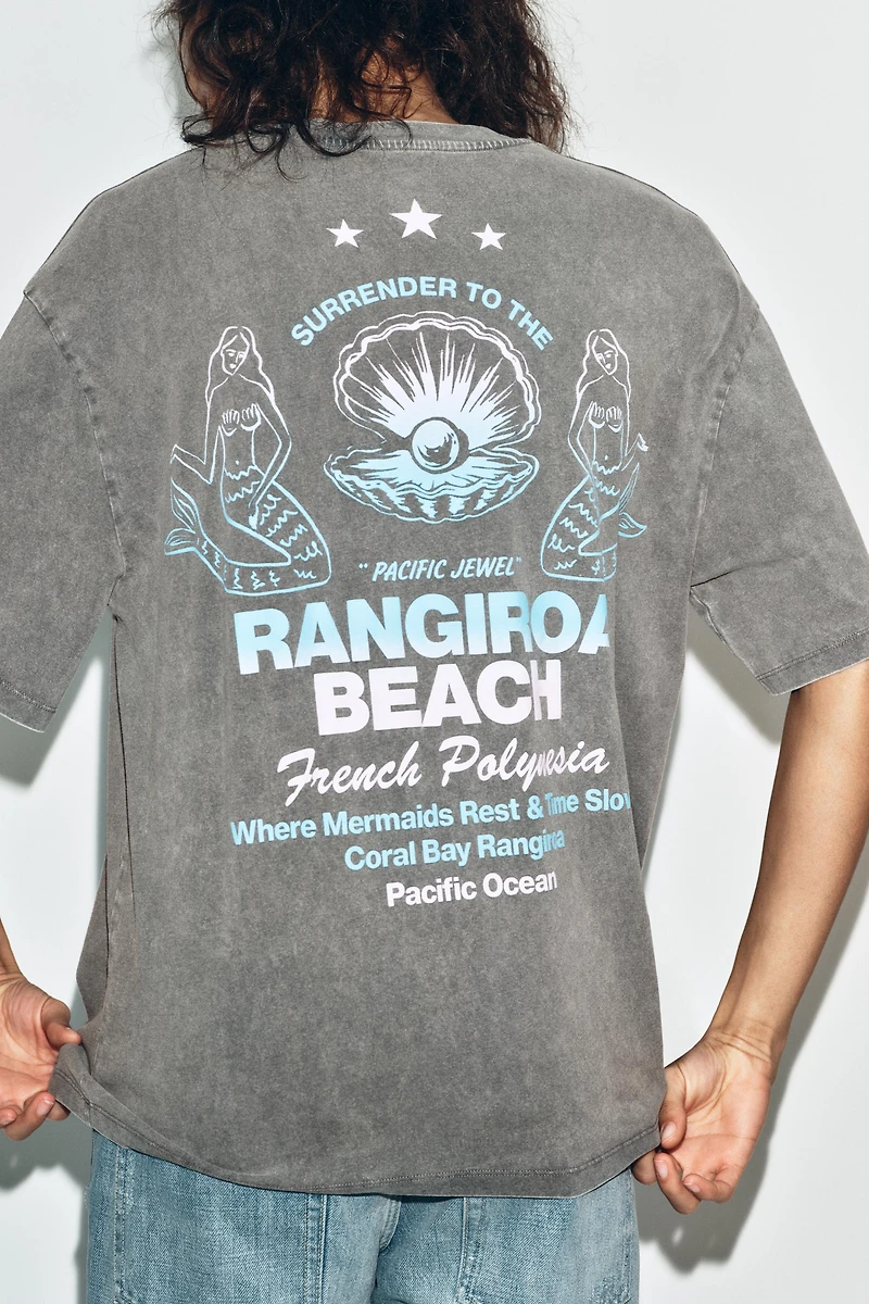 WASHED EFFECT TEXT T-SHIRT