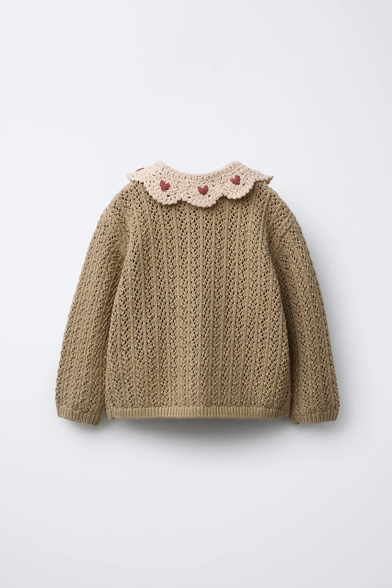 GILET EN MAILLE COL CROCHET