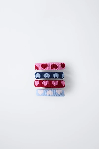 FOUR-PACK OF HEART SCRUNCHIES