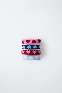FOUR-PACK OF HEART SCRUNCHIES