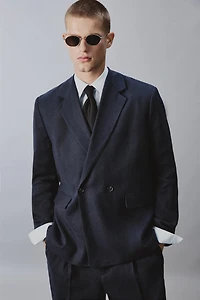 DOUBLE BREASTED LINEN - COTTON SUIT JACKET
