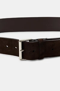 SQUARE BUCKLE SPLIT LEATHER BELT