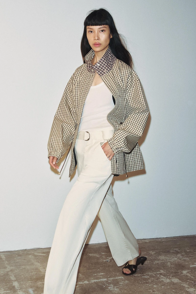 PLAID HIGH-NECK JACKET
