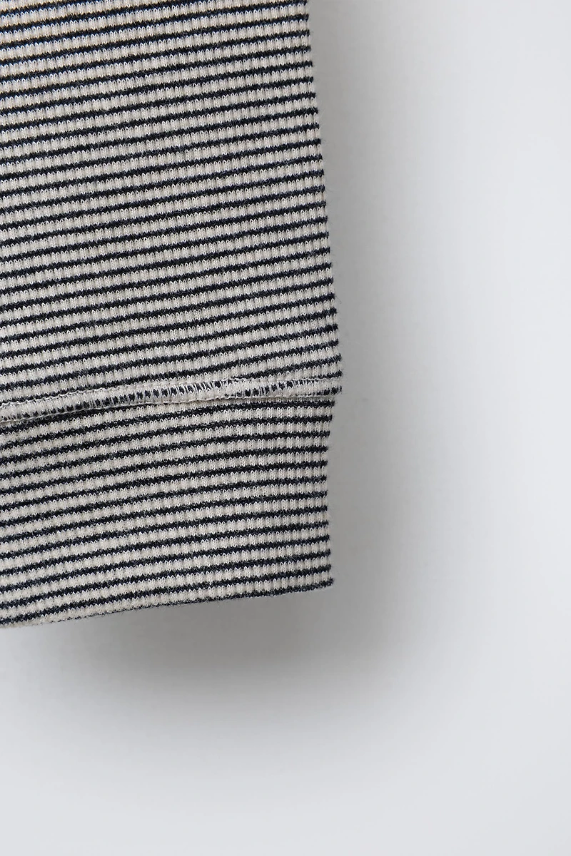 STRIPED RIBBED LEGGINGS WITH BUTTONS