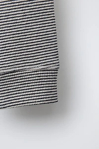 STRIPED RIBBED LEGGINGS WITH BUTTONS