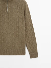 100% cashmere high neck sweater with zip