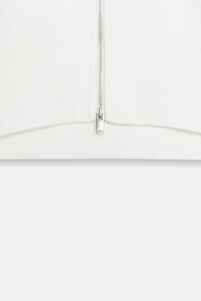 CROPPED KNIT JACKET WITH ZIPPER