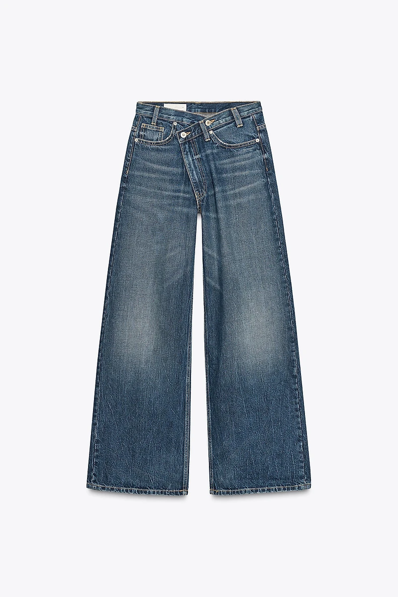 TRF HIGH WAIST CROSSOVER WIDE LEG JEANS
