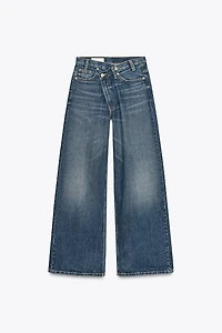 TRF HIGH WAIST CROSSOVER WIDE LEG JEANS