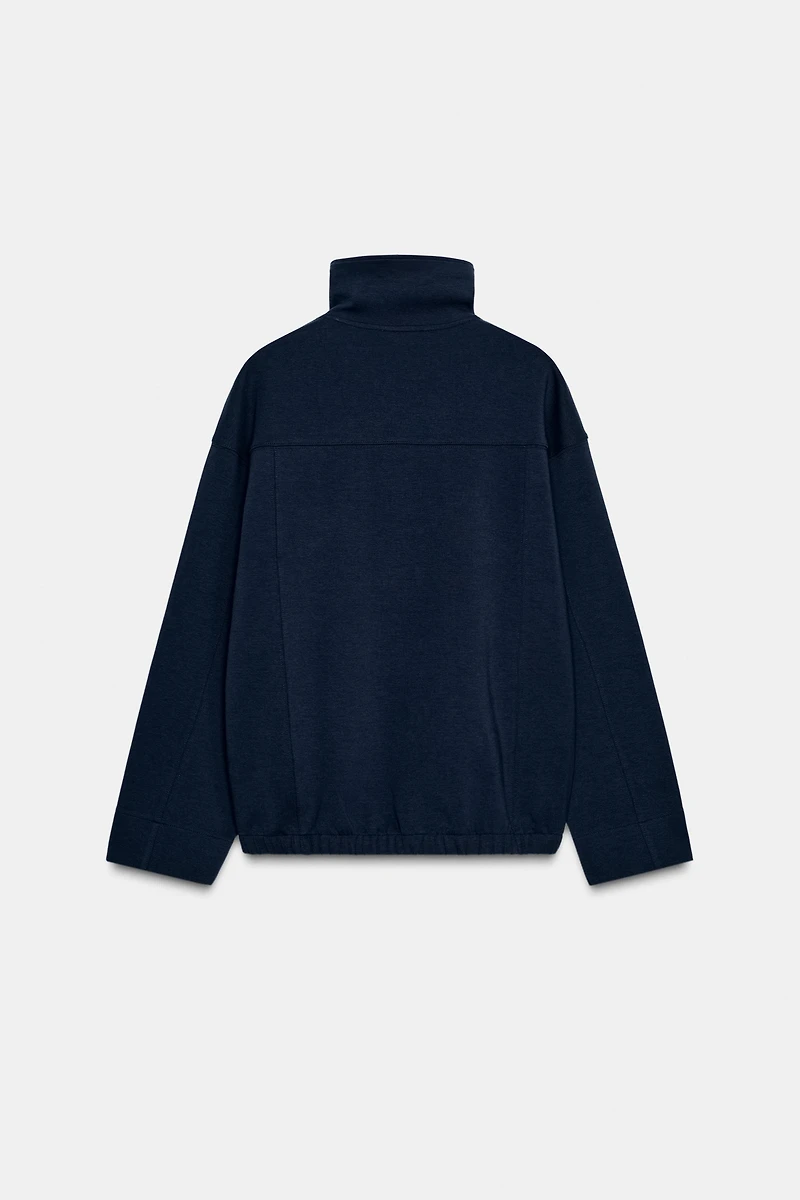 INTERLOCK HIGH-NECK BOMBER JACKET