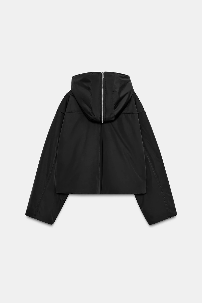 WATER REPELLENT WINDPROOF FAUX FUR HOODIE PUFFER JACKET