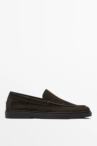 Split suede leather loafer