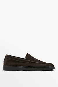 Split suede leather loafer