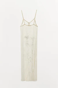 SEMI-SHEER KNIT LACE DRESS